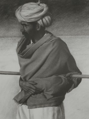 Rajasthani Shepherd Indian Art Charcoal Art