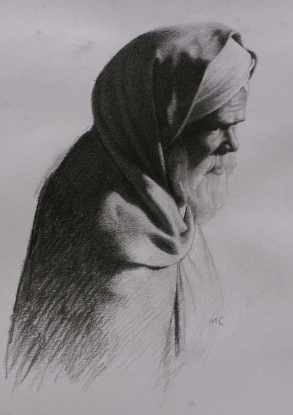 Copy of Rajasthani Man, Nawalgarh. Charcoal on paper