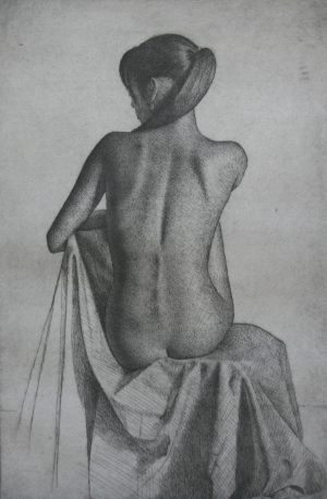 Copy of Seated nude. Etching