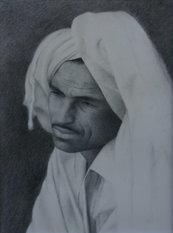 Gujarati Man, Bhuj. Charcoal on paper.