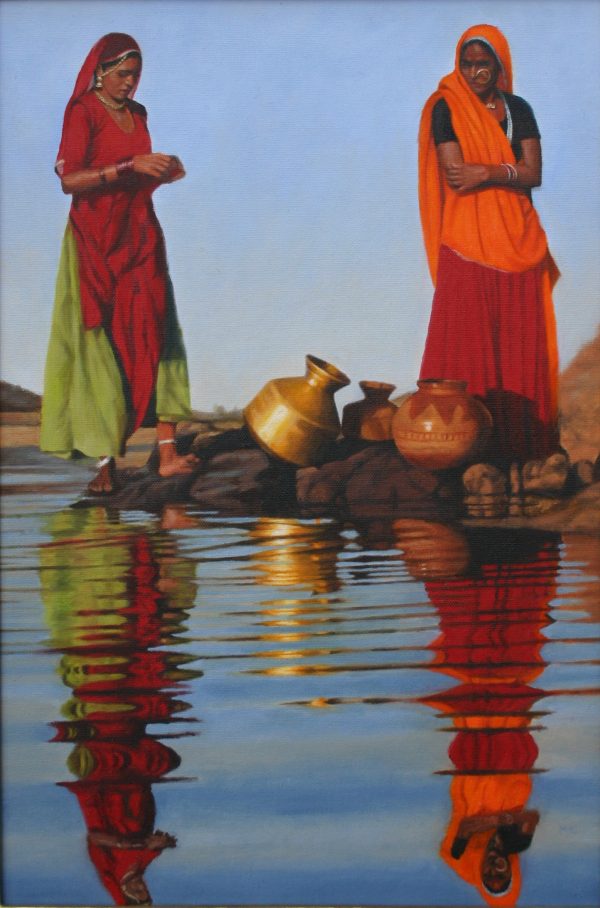 Two Rajasthani Women, Three Pots