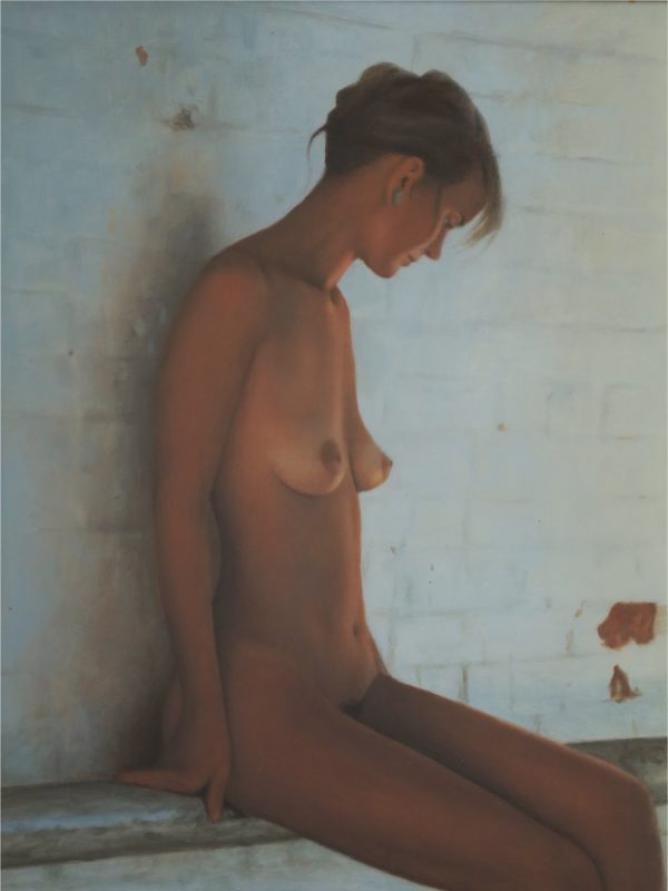 Nude on Pipe - Oil on Board