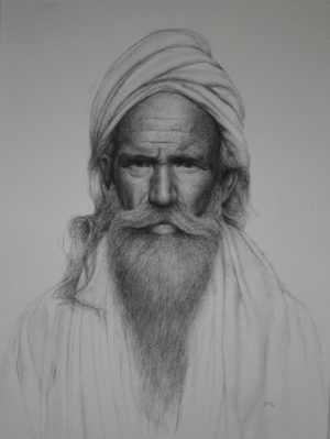 Rajasthani Man -Charcoal on Paper