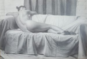 Reclining Nude - Charcoal on Paper